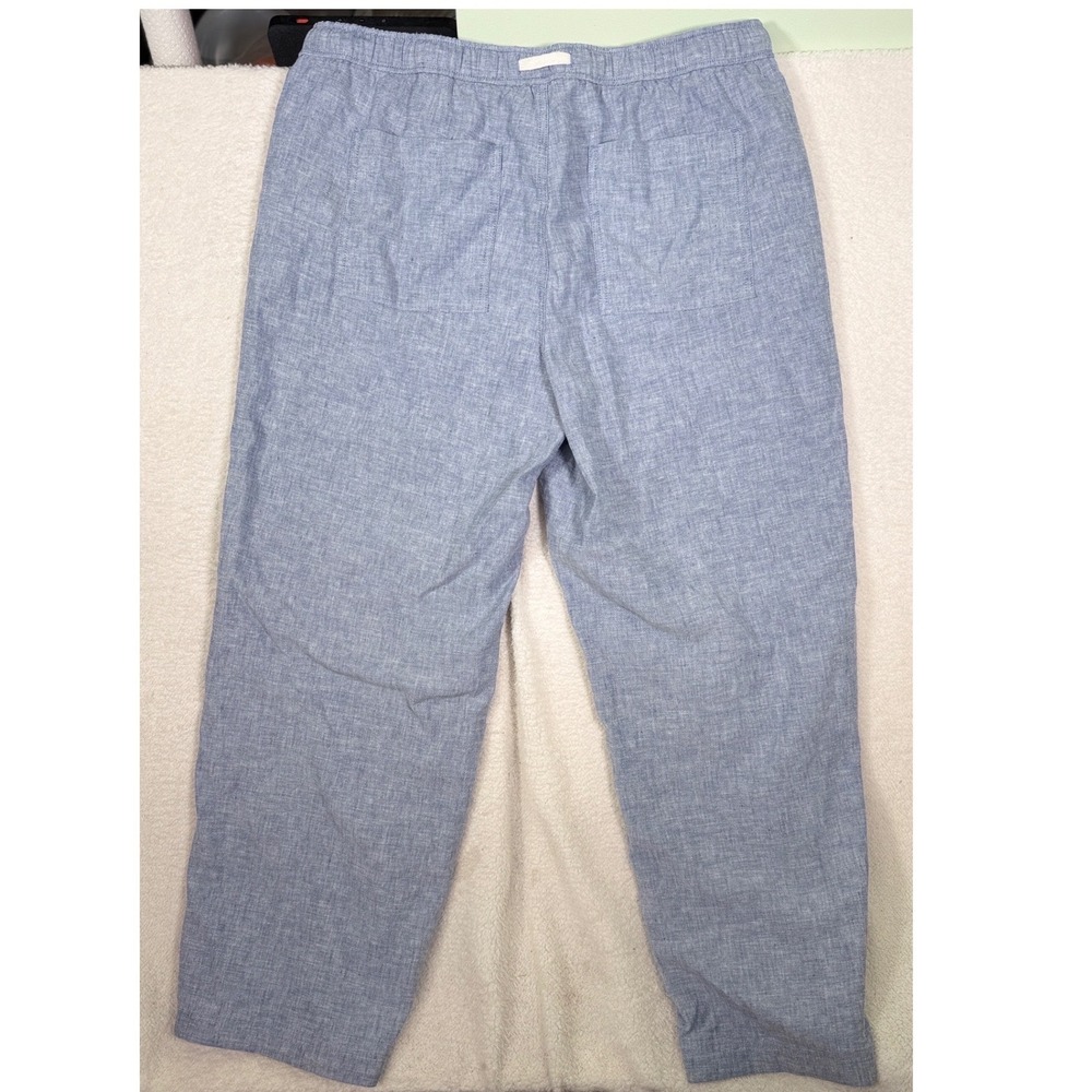 Orvis Linen Blend Pants Drawstring Light Blue Chambray Straight Leg Women Large - Picture 12 of 13